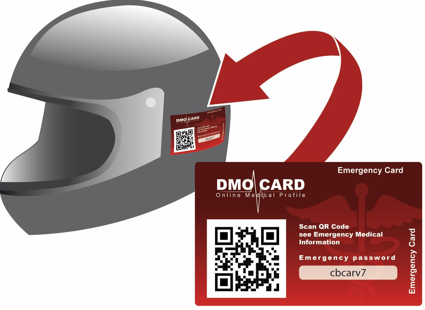 Le QR code sur un casque de moto